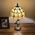 thumbnail image 3 of Tiffany Table Lamp Gold Stained Glass Crystal Beans LED Bulb Included for Living Room Bedroom Bedside 8"W*8"D*16"H, 3 of 5