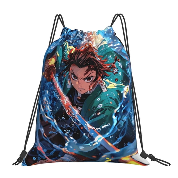 Demon Slayer Tanjiro Kamado Drawstring Backpack Sport Gym Bag For Yoga Swimming Gymsack Sport Strap Pack Bag 16x19 inch