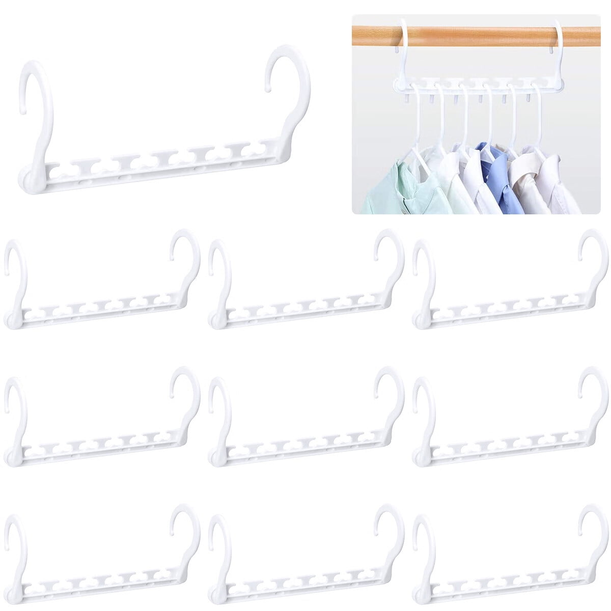 10 Pack Magic Hangers Space Saving Wardrobe Clothing Hanger Organizer