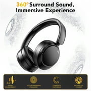 Hybrid Active Noise Cancelling Headphones -53dB, Bluetooth Headphones 5.4, 60H Playtime Wireless Earbuds, Bass Boosted by 90%, Clear Call, Comfort Fit Over Ear Headphones for Travel Home Office PC