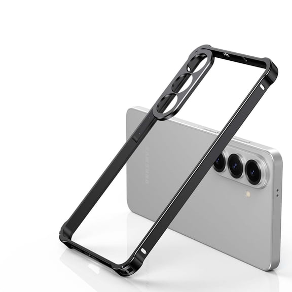 Compatible with Samsung Galaxy S26 Metal Bumper Phone Case,With Camer Lens Protector,Raised Edge Protection,Shockproof Anti-fall Protection Non-slip Rugged Frame No-Back Phone Case,Black