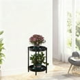 thumbnail image 6 of End Table for Living Room, Small Round Side Table with Shelf, Modern Bedroom Sofa Table, Sturdy Plastic and Iron Frame Nightstand for Next to Chair(Black,A), 6 of 6