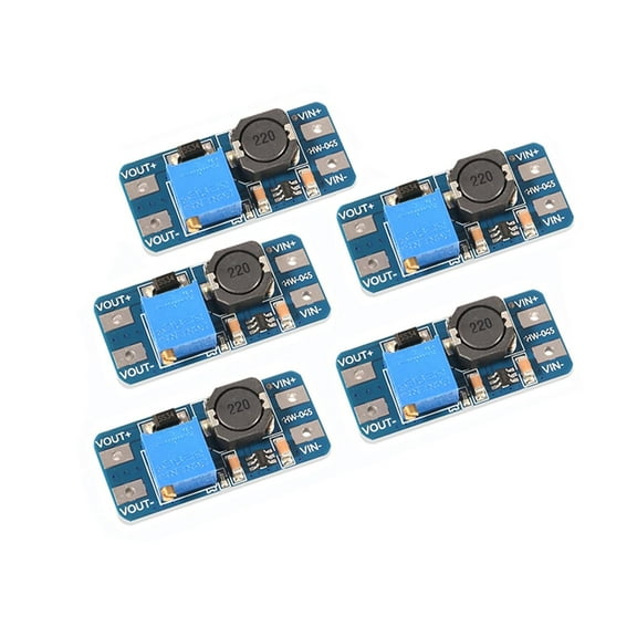 5PCS MT3608 DC-DC Step Up Boost Power Converter 2A Module Adjustable Step Up Voltage Regulator Board 2-24V to 5V-28V Output