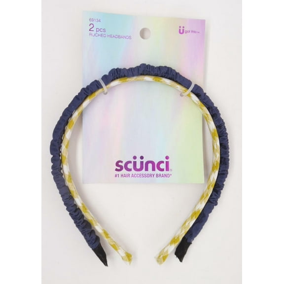 Scunci Skinny Ruched Denim Headband, Assorted Colors, 2-Pieces
