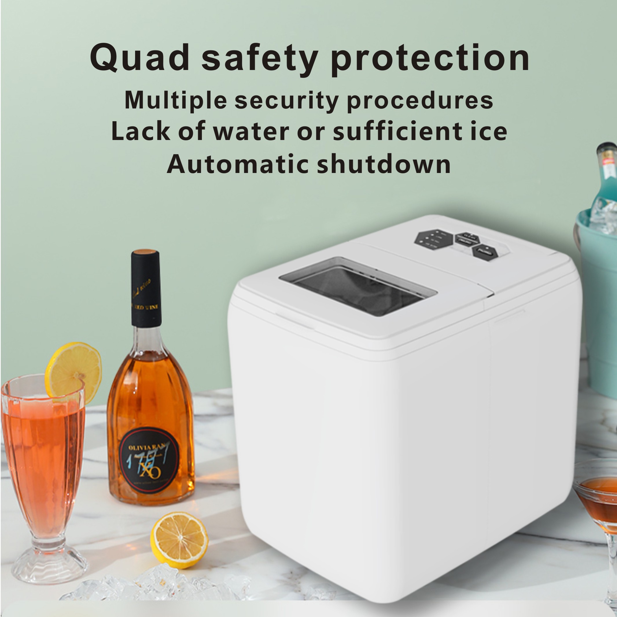 Quick Ice Maker Countertop Use, Seizeen 14in Automatic Ice Machines for Home, Portable Nugget