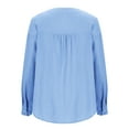 thumbnail image 4 of Scyoekwg Tops for Women Trendy Fall Y2k Clothes Dressy Casual V-Neck Button Tops Loose Trendy Solid Color Graphic Tops Long Sleeve Pullover Tops(Light Blue,S), 4 of 6