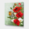 thumbnail image 3 of Designart ' Red Poppies and White Anemones With Yellow Bird ' Traditional Canvas Wall Art Print, 3 of 4