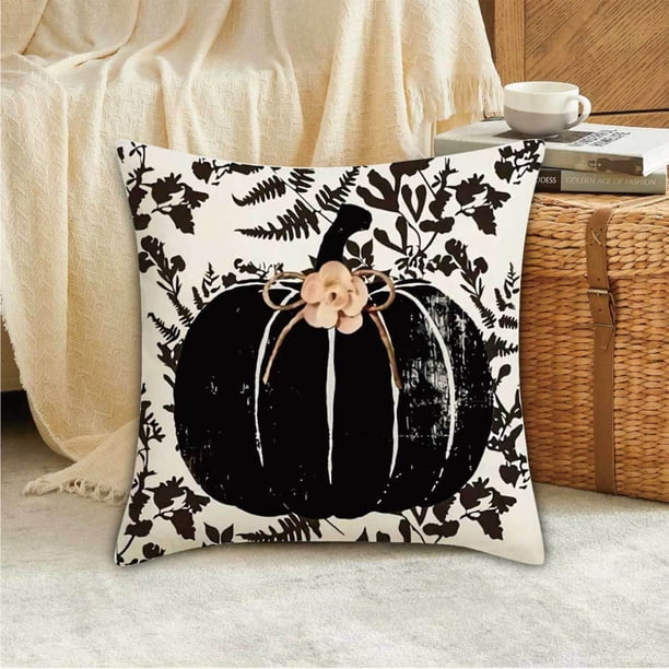 Juego de fundas de cojín con diseño de calabaza otoñal | Funda de cojín decorativa de 45 x 45 cm para interior y exterior, ideal para sofá cama | Decoración otoñal para el hogar con temática de