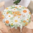 thumbnail image 2 of Odenmar Daisy Floral Round Tablecloth 60 Inch, Farmhouse Waterproof Table Cover, Rustic Flower Design for Dining Table, Kitchen, Party Indoor Outdoor, 2 of 6