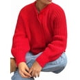 thumbnail image 3 of Women'S Casual Long Sleeve Crewneck Button Down Cardigan Sweater Knit Outwear Bright Red S, 3 of 7