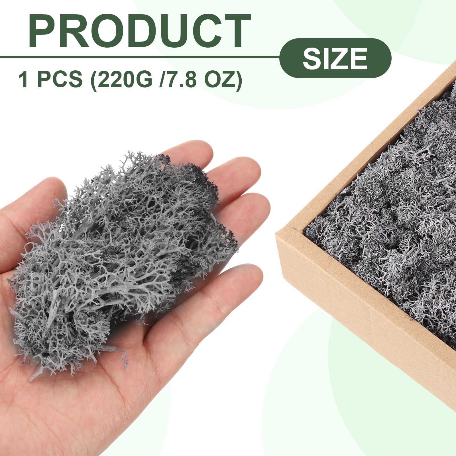 Uxcell 7.8oz Preserved Reindeer Moss Grey Decorative Artificial Fake Moss