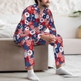 thumbnail image 7 of Fuzoiu American Stars2 Print Men's Long-Sleeved Pajama,Lounge Button Down Nightwear,Mens Notch Collar Pajama Set -Medium, 7 of 7