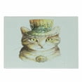 thumbnail image 1 of Cat Cutting Board, Pet Hat and Occult Eye Collar Grunge Celtic Trick Theme Print, Decorative Tempered Glass Cutting and Serving Board, Small Size, Yellow and Grey, by Ambesonne, 1 of 1