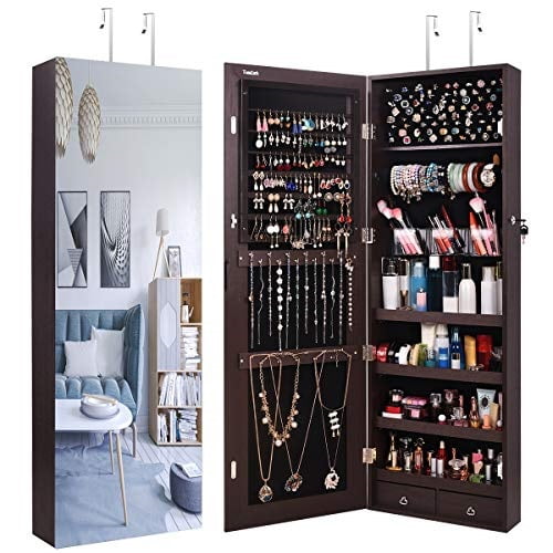 Tomcare Jewelry Organizer Cabinet Wall Door Mounted Armoire Lockable With 2 Drawers Box Frameless Mirror Earring Thickened Hanging Storage Vintage Com - Jewelry Boxes Wall Mounted Tomcare Jewelry Organizer Cabinet Wall Door Mounted Armoire Lockable With 2 Drawers Box Frameless Mirror Earring Thickened Hanging Storage Vintage Com - Jewelry Boxes Wall Mounted