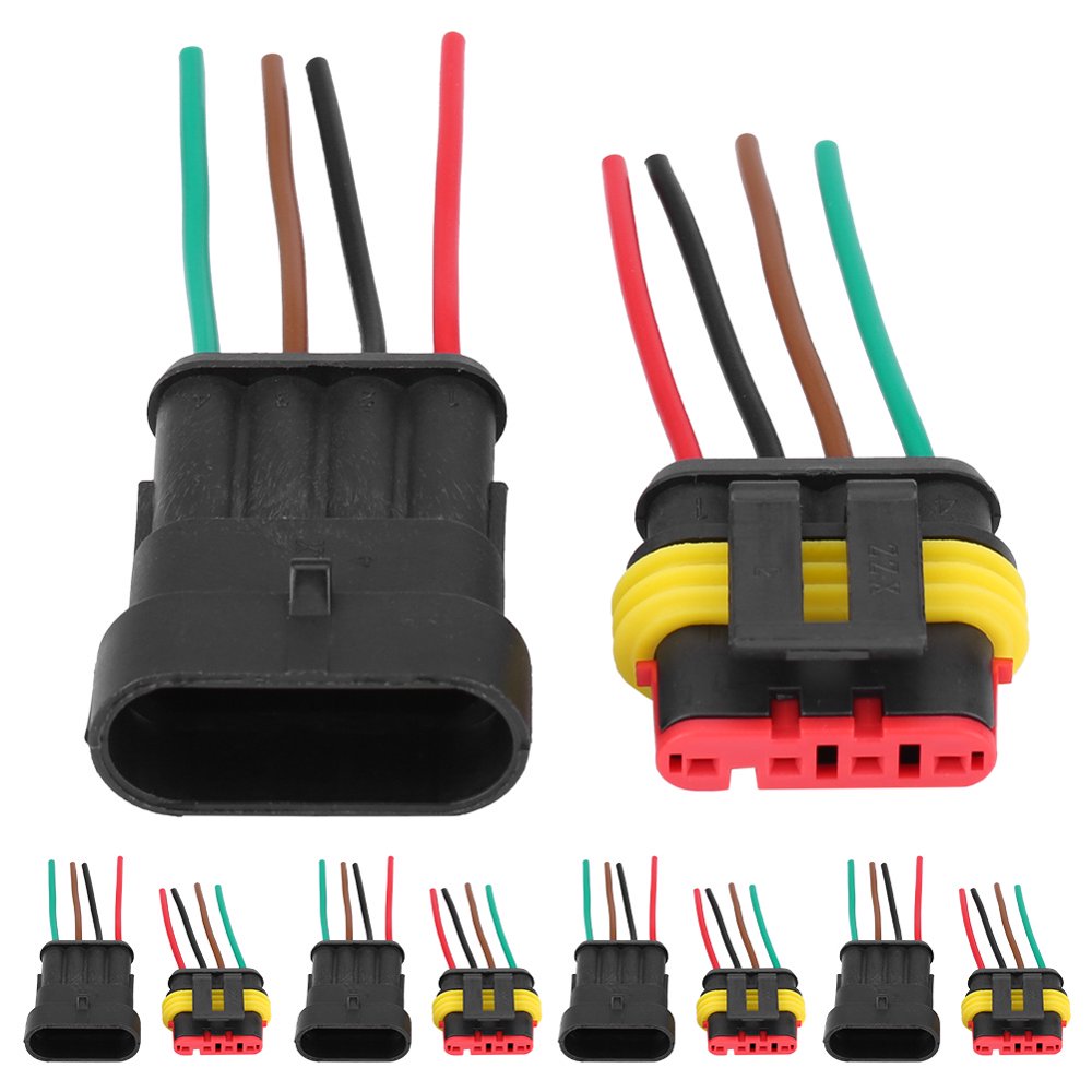 Kritne 5 Sets Car 4 Pin Way Sealed Auto Waterproof Electrical Connector Plug Socket Kit,Auto