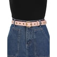 thumbnail image 6 of INSPIRE CHIC Women's Faux Leather Grommet Belt Single Prong Pin Buckle Studded Waist Belt for Jeans 104cm/40.94" Black & Pink, 6 of 7