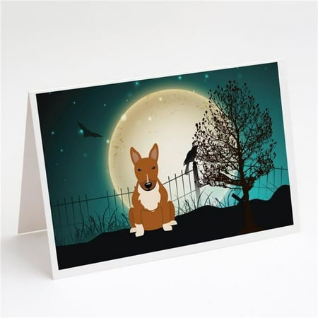 Halloween Scary Bull Terrier Red Greeting Cards & Envelopes - Pack of 8