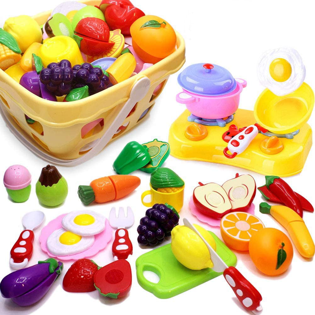 Kids Child Pretend Role Play Kitchen Fruit Vegetable Food Toy Cutting Set xh 