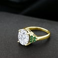 thumbnail image 4 of Gem Stone King 18K Yellow Gold Plated Silver Green Nano Emerald Ring Set with Moissanite (5.40 Cttw) (Size 5), 4 of 4