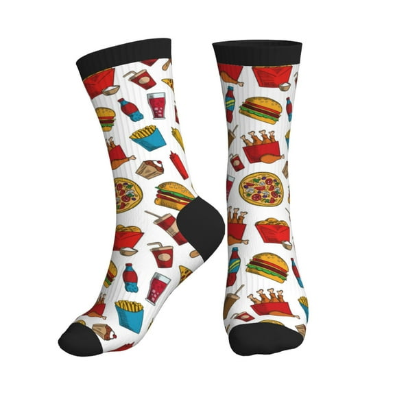 Crew Socks for Women Men Athletic - hot dog Pizza Soft Comfort Breathable Mid-Calf Sole Running Socks Womens Men