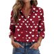 thumbnail image 3 of Mujeres Manga Larga Tops Casual Día de San Valentín Impreso Satén Blusa Botón-Arriba Solapa Suéter Top para el Invierno Y la Primavera, 3 of 7