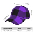 thumbnail image 3 of Yiaed Purple Buffalo Plaid Print Cap Adjustable Size for Running Workouts and Outdoor Activities All Seasons, 3 of 5