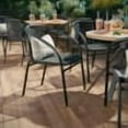 thumbnail image 3 of (2 pack) BizChair Lila Indoor/Outdoor Stacking Rattan Patio Chairs, Set of 2, Gray, 3 of 12