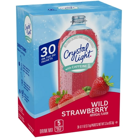 Crystal Light On The Go with Caffeine Wild Strawberry Drink Mix 3.3 oz Box