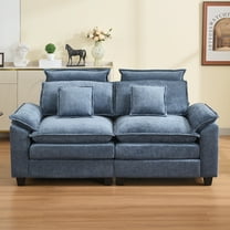 DOMICARE 72'' Cloud Modern Loveseat with Removable Headrest, Modular 2-Seater Chenille Sofa Couch with Armrests, Oversized Comfy Sectional for Living Room, Blue