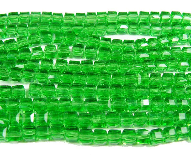 4x4mm 100 beads Green glass cube beads Jewelry making