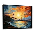 thumbnail image 2 of Designart "Golden Gateway Yellow Orange Bridge II" Bridges Floater Framed Canvas Wall Art, 2 of 7
