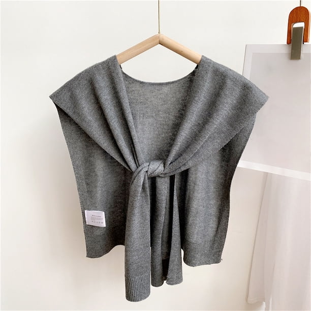 Chal pequeño de punto de color liso para mujer, abrigo para primavera y otoño, chal camisero para mujer