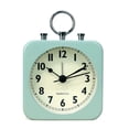 thumbnail image 1 of Reloj despertador con caja metálica cuadrada, pequeño, funciona con pilas y sin tictac., 1 of 4