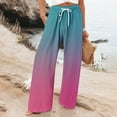 thumbnail image 2 of Lmnyox Women's Wide Leg Pants Fashion Casual Drawstring Trousers Flowy Vacation Beach Palazzo Pants with Pocket, 2 of 6