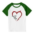 thumbnail image 2 of vdgthytj Kids Valentine's Day T-Shirt Raglan Short Sleeve Heart Graphic Round Neck Tee Tops for Boy Girl 3-14 Years, 2 of 8