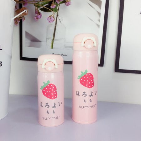 

Strawberry Print Stainless Steel Thermos Pink 500ml