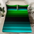 thumbnail image 2 of jejeloiu Retro Stripes Pattern Twin Sheet Sets,Abstract Geometric Twin Fitted Sheet,Green Black Cyan Flat Sheet For Kids,Microfiber Bedroom Decor,3 Pieces, 2 of 7