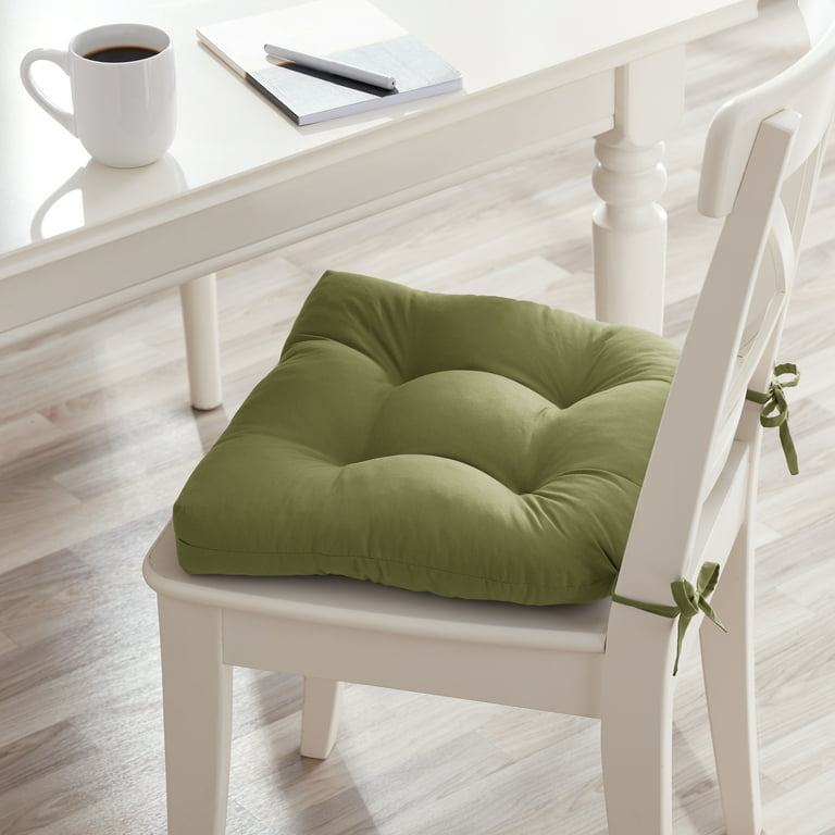 Mainstays Faux Suede 14.5 Chair Cushion with Ties 4 Pack Majestic Green Walmart