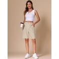 thumbnail image 4 of DARING DIVA Women's Linen Elastic High Waist Summer Bermuda Shorts XS Apricot, 4 of 6
