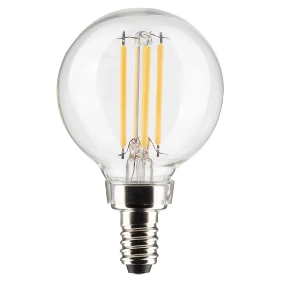 Satco S21204 G16.5 Globe LED Light Bulbs 4W 120V 2700K 90CRI E12 Candelabra Base Dimmable (6 Pack)