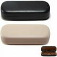 thumbnail image 1 of Estuche para gafas de cuero de 2 piezas, estuche para gafas, estuche rígido, protección solar, para hombres, mujeres, niños, negro, beige, talla única, 1 of 5