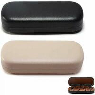 Estuche para gafas de cuero de 2 piezas, estuche para gafas, estuche rígido, protección solar, para hombres, mujeres, niños, negro, beige, talla única