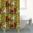 thumbnail image 4 of Green Highland Cow Sunflower Field Pattern Shower Curtain 72"x72" ,Bathroom Decorative Shower Curtains Set with 12 Hooks,Modern Waterproof Washable Shower Curtain, 4 of 6