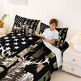 thumbnail image 3 of Manfei Wild Buck Queen Sheets,Rustic Camo Usa Flag Queen Sheet Sets,Black Green,4 Pieces,1 Flat Sheet, 1 Fitted Sheet and 2 Pillowcases, 3 of 6