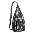 thumbnail image 1 of Gothic Butterfly Sling Backpack - Skeleton & Rose Fire Pattern Crossbody Shoulder Bag, Water-Resistant Material, 1 of 4