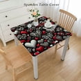 thumbnail image 2 of nygtbtfer Tablecloth Fitted Table Cover for Tables Wipeable Elastic Table Cloth for Outdoor Picnic Camping Dining Party, Red Plaid Love Heart Leopard Print, 2 of 7