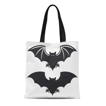 LADDKE Canvas Tote Bag Halloween Flight of Bat Silhouette Vampire Wing Cartoon Symbol Durable Reusable Shopping Shoulder Grocery Bag