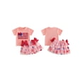 thumbnail image 2 of BemeyourBBs Toddler Baby Girl 4th of July Outfit Patriot Independent Day Clothes American Flag Embroidered Bows Short Sleeve T Shirt Tops and Print Tutu Skirt Set Toddler Girls Summer Clothes, 2 of 9