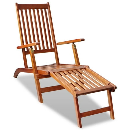 vidaXL Outdoor Deck Chair with Footrest Acacia (Best Wood Decking Material)