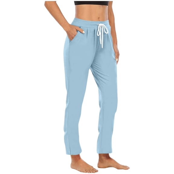 UDAUDU Women's Pants High Waisted Golf Athletic Pants 2026 Spring Summer Pants for Women Workout Travel Casual with Pockets Sky Blue L